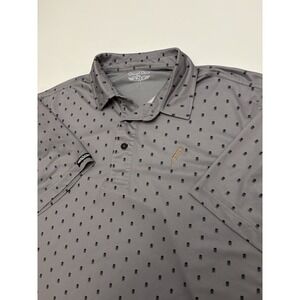 Men's Straight Down Skull All Over Print Polo Shirt Gray Size Large